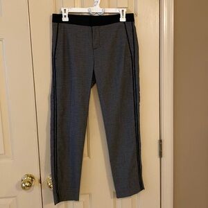 NWT Banana Republic size 2P gray+black printed pants with black piping at sides